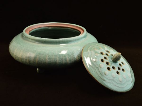 徐朝興 中国龍泉青磁 香炉 花台 国家国宝級大使 中国 古玩 煎茶道具