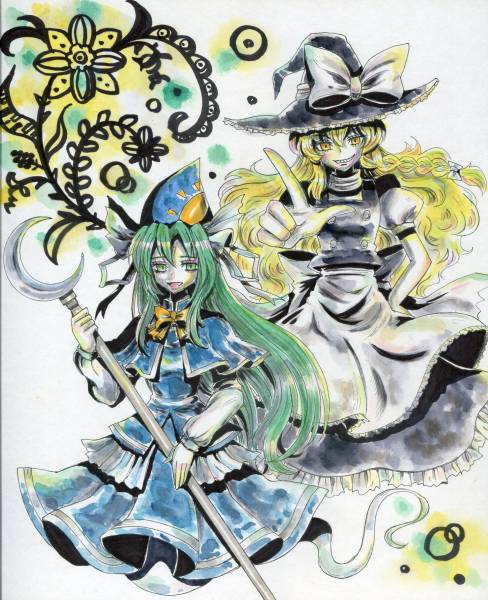 手描きイラスト色紙∞東方 霧雨魔理沙 魅魔(手描きイラスト)｜売買され