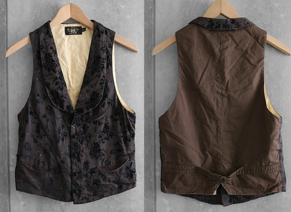 RRL ◆総柄 ジレ サイズXS ブラウン ベスト ラルフローレン