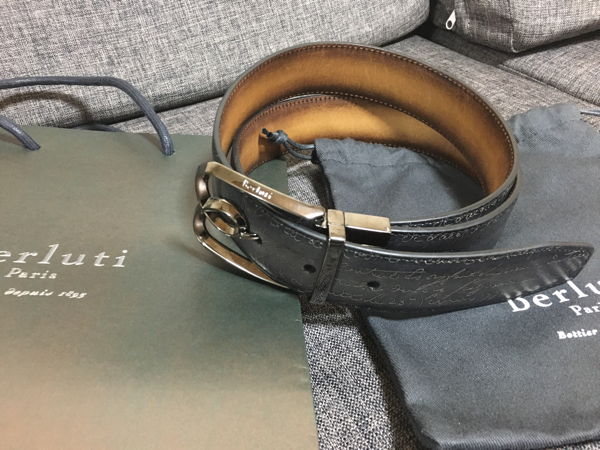 【美品】Berluti B VOLUTE リバーシブル ベルト カリグラフィー ベルルッティ