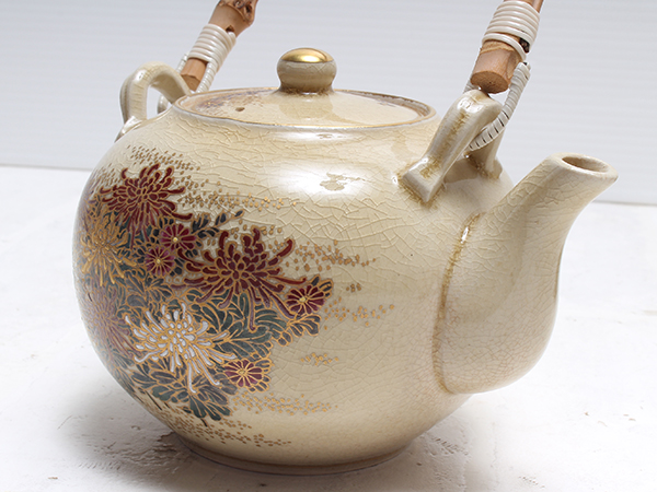 骨董　古薩摩　薩摩焼　精密絵付け　画作品　急須　茶器　湯呑み　各１客２種 紀秀 薩摩焼 茶器揃 湯呑5客 急須 セット(薩摩)｜売買された