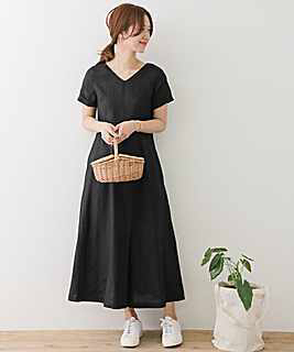 新品　今季17SS　ROSSO フレンチスリーブ　コットンマキシワンピース　アーバンリサーチ ブラック