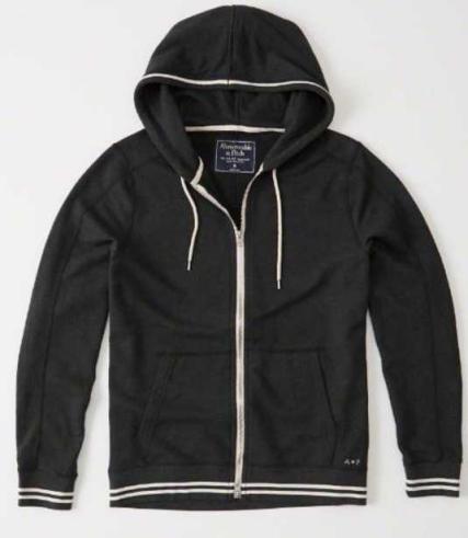 ★送料無料★Abercrombie & Fitch 新作★2017★アバクロ☆LIGHTWEIGHT FULL-ZIP HOODIE★ブラック★ＸＬ