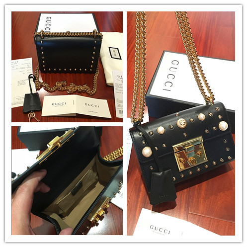 新品同様/正規品※グッチ GUCCI 最高級・パール付き・スタッズレザー 2way・ショルダーバッグ
