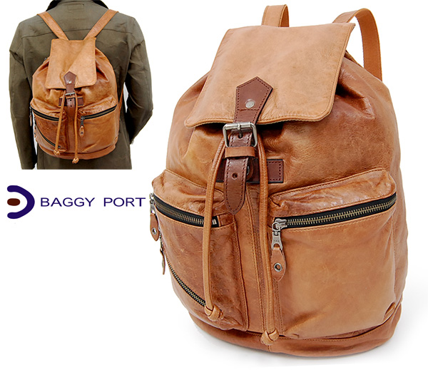 定価3万 バギーポート BAGGYPORT 牛革 オイルレザーリュックサック 茶/A4サイズ