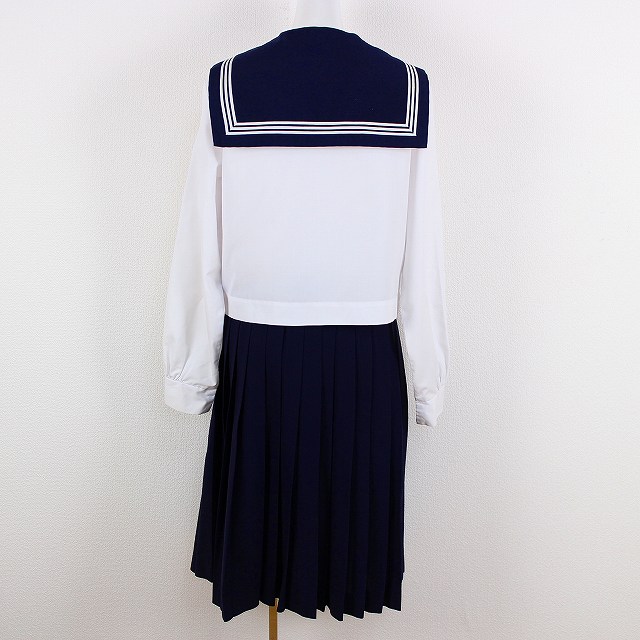 中古 170A 制服 学生 通学用 スクールウエア 中間服 長袖 白3本線