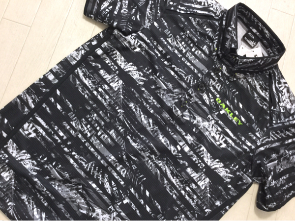 新品◆オークリー ゴルフ 背面ビッグロゴ 吸汗速乾 半袖ボタンダウンシャツ★サイズXL_2