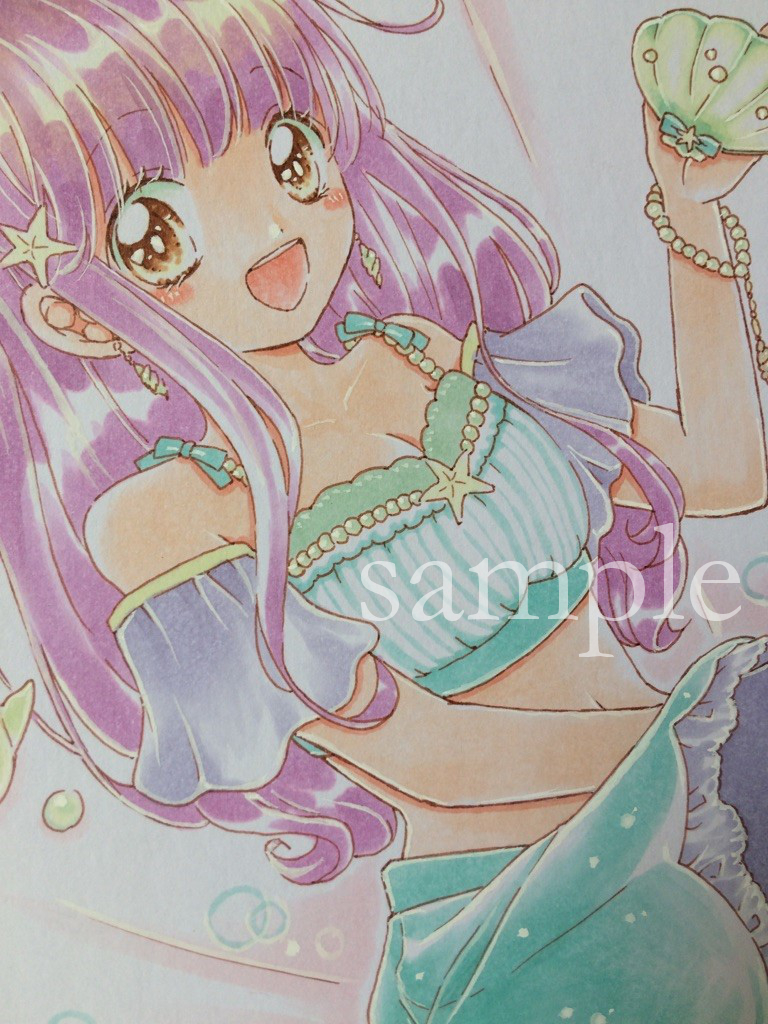 手書きイラスト オリジナル色紙 人魚姫 手描きイラスト 売買されたオークション情報 Yahooの商品情報をアーカイブ公開 オークファン Aucfan Com
