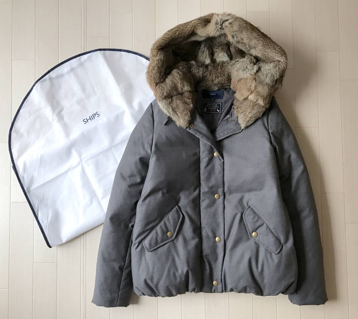 即決3.6万☆ SHIPS for women / ラビットファー ビックフード ダウン 