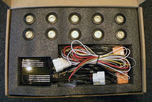 絶版品 ケンスタイル KENSTYLE LEDデイライト ホワイト 白 10灯セット ≪ レンズ径：18mm スモークレンズ仕様 ≫ 配線&ホールソー付