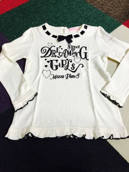 全店売り尽くし処分　メゾピアノ　ジュニア　リボンフリル長袖Tシャツ150　最終値下げ