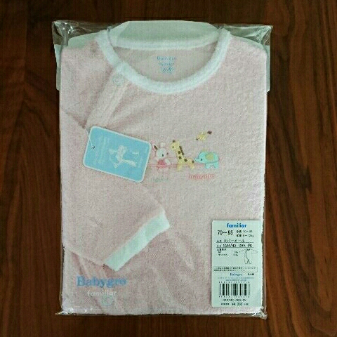 新品 未開封 familiar ファミリア ベビーグロー Babygro カバーオール ピンク 70-85 長袖 ロンパース 2