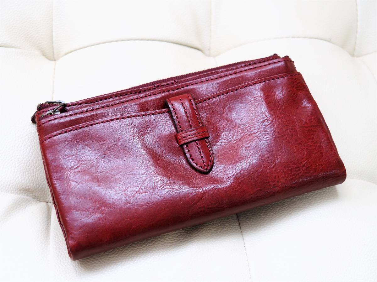 ◇未使用　Dakota ダコタ財布　クラプトン　ワイン系　イタリア製牛革　長財布