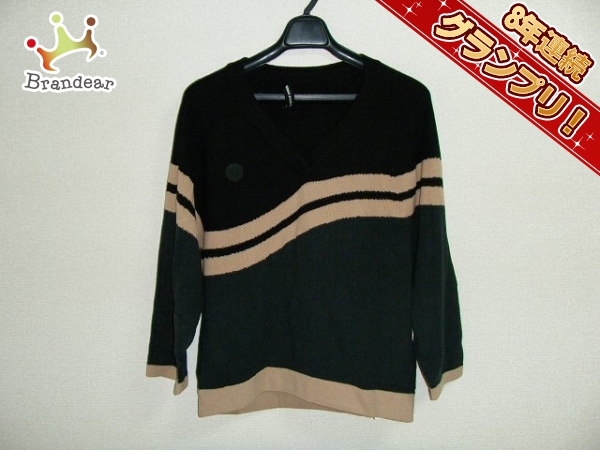 ソニアリキエル SONIARYKIEL トップス セーター サイズL 黒×ダークグレー×ベージュ レディース ドロップショルダー