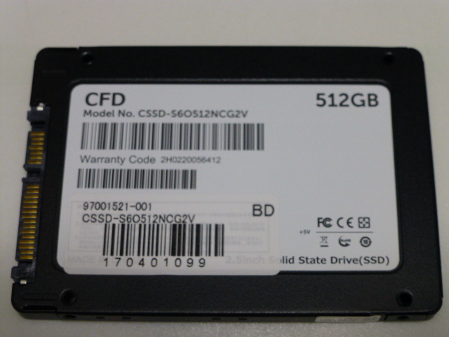 SSD 2.5inch 512GB CFD CSSD-S6O512NCG2V 使用極小です