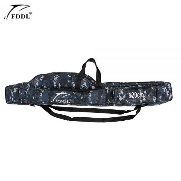 送料無料釣りバッグ多機能ロッドキャリア魚ポールツアー収納袋ケース＿黒色三層＿購入時サイズ選択(150/130)