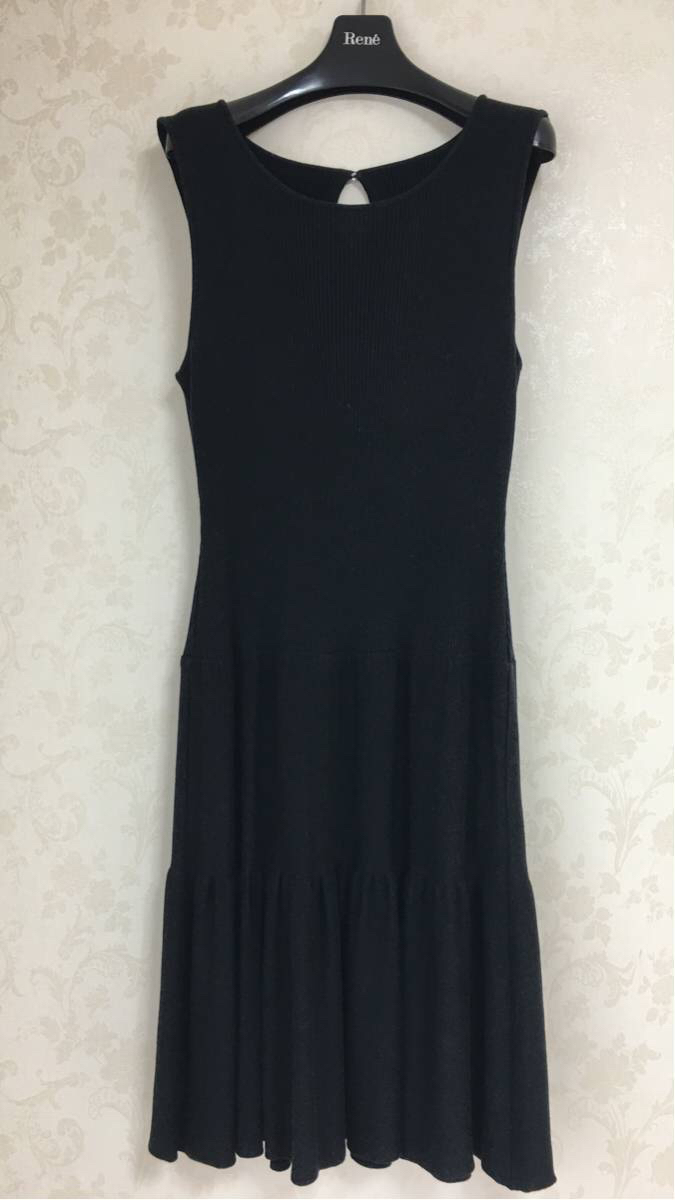 Rene ルネ ティアードニットワンピース 黒 38