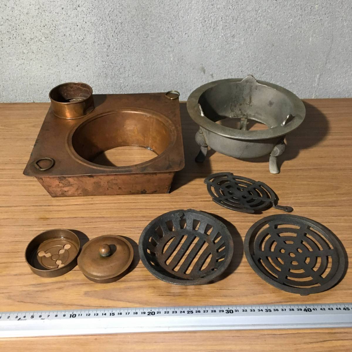 東ハ:天然木 関西火鉢 長火鉢 約72×49㎝ 高さ約33.5