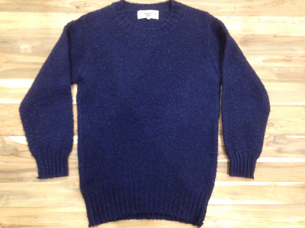 lawrence smith ローレンス スミス シェトランド シャギードッグ ニット ネイビー 36 アラン ウール