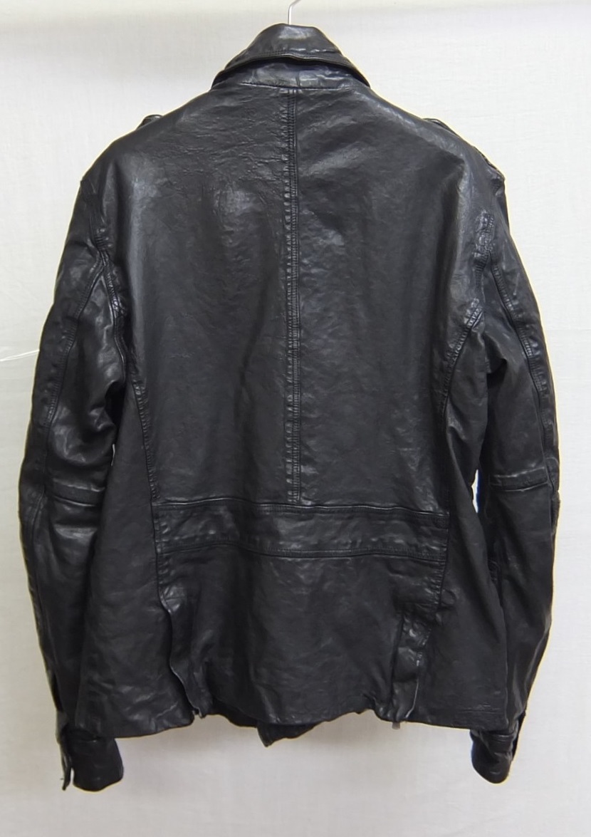 CathyJane 皺加工 レザージャケット 黒 3 羊革 キャシージェーン 革