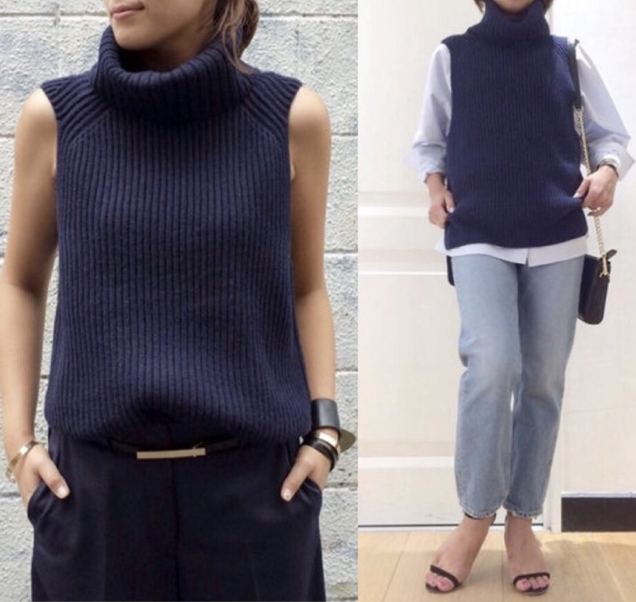 ドゥーズィエムクラス Deuxieme Classe ニットベスト カシミア混 ネイビー