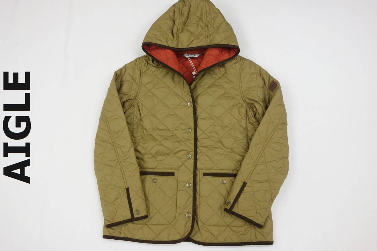 新品 AIGLE エーグル フード付き キルティングジャケット レディース S 