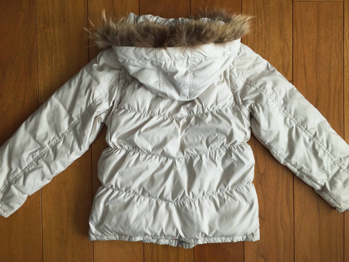 ★状態良好 pom ponete ポンポネット L 150 160 秋冬 リアルファー フード 3way ダウン ジャンパー コート ベストになる優れもの♪オフ白