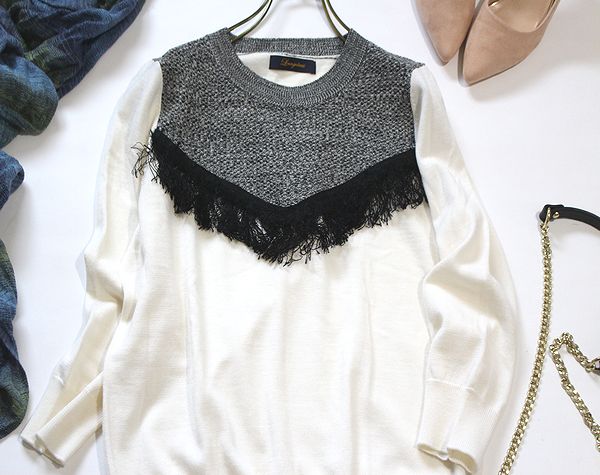 ガリャルダガランテ GALLARDAGALANTE ラウンジドレス フリンジ可愛い大人清楚なニット♪