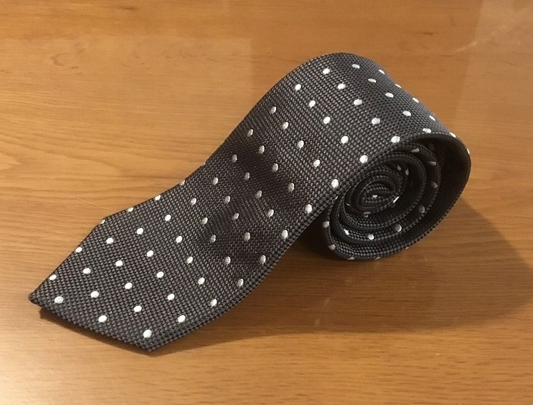 新品同様■鎌倉シャツ メーカーズシャツ鎌倉■ネクタイ ドット柄■グレー系■イギリス素材・日本製