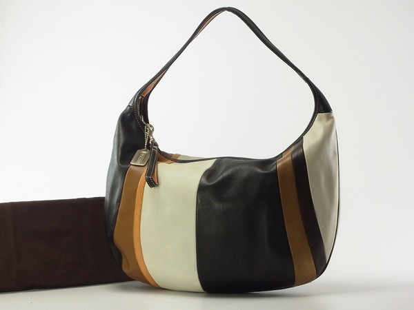 K8695◎コーチ/COACH*レザー ピースド エルゴ*パッチワーク*切替*ワン 