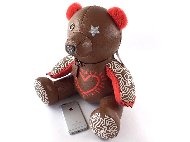 ラスト1点！定価108，000-の限定品!!COACH×Keith Haring コーチ×キース・へリング コラボ レザー ハート ベア 36㎝モデル♪ ◇新品◇
