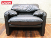 ◆展示品◆ Cassina カッシーナ MARALUNGA マラルンガ 黒総革 1Pソファ/一人掛けソファ 94万 美品