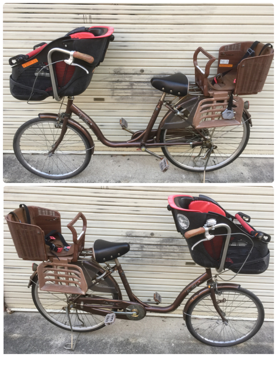 子供乗せ電動自転車 ブリヂストン Angelino ブラウン 3人乗り対応