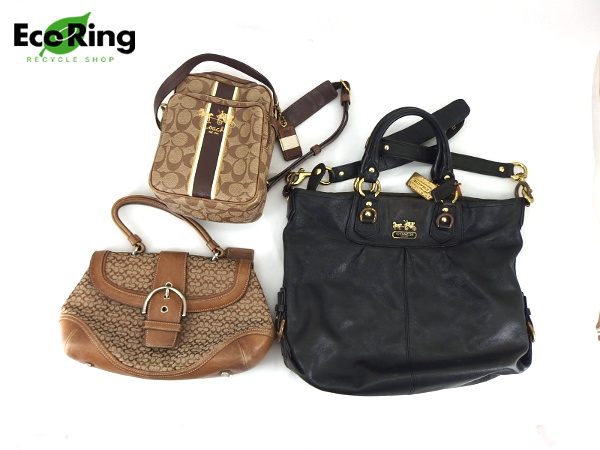 1円 コーチ ミニシグネチャー シグネチャー レザー ハンドバッグ ショルダーバッグ 計3点セット BA613