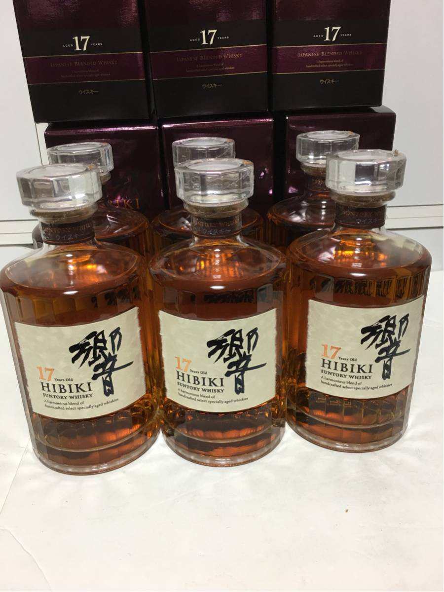 サントリーウイスキー響17年、新品、6本セット、700ml、43％、箱付き