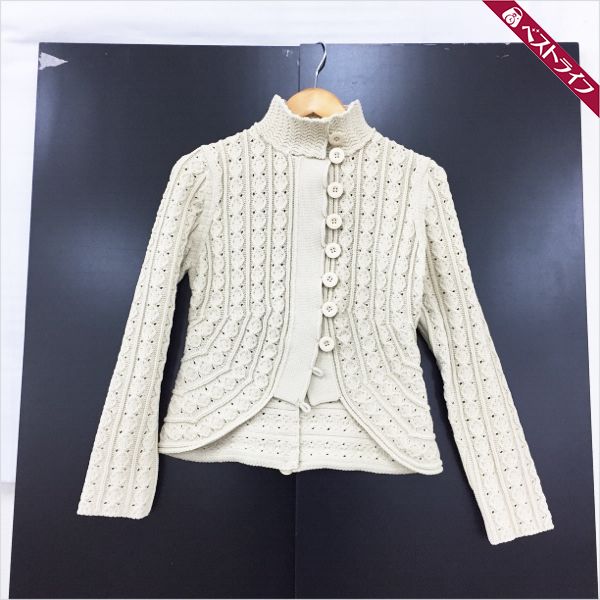 1円 本物 HIROKO KOSHINO ヒロココシノ カーディガン オフホワイト系 アウター【003】