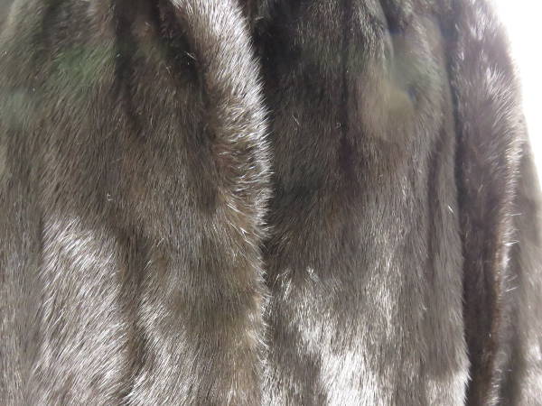 1円 銀サガ ミンク 毛皮ファー ロング コート ブラック DD423