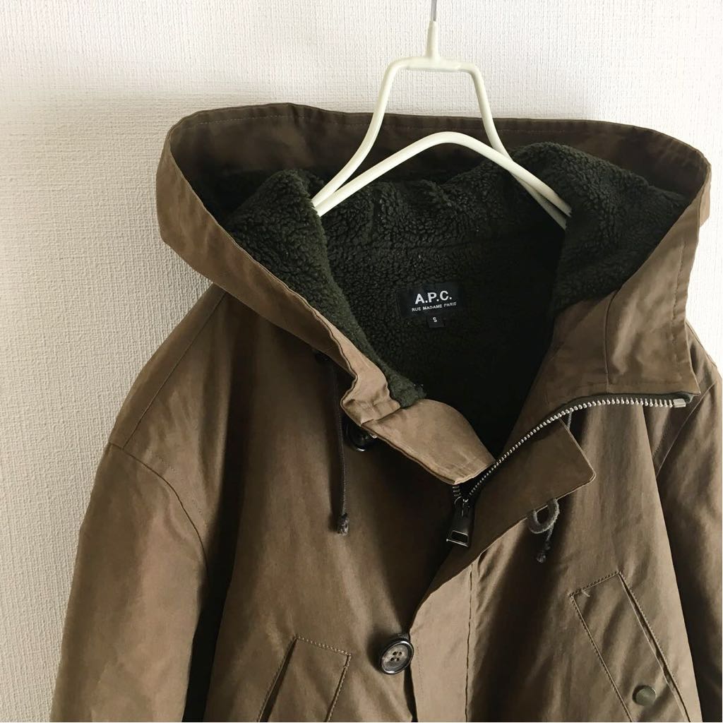 A.P.C. オイルワックスコーティング 裏ボア ミリタリーコート