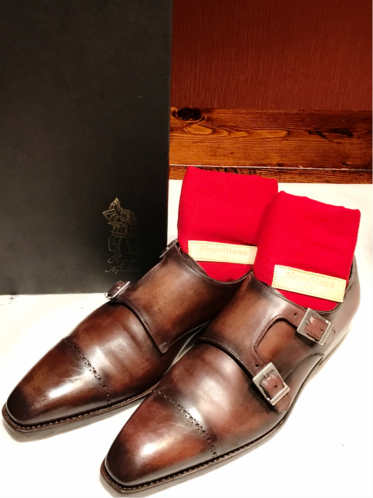 ★年末大セール★オラツィオ バイ ナポリターノダブルモンクビジネスシューズ/ナポリターノラケール/7ハーフ◆正規品◆ 参考サントーニ
