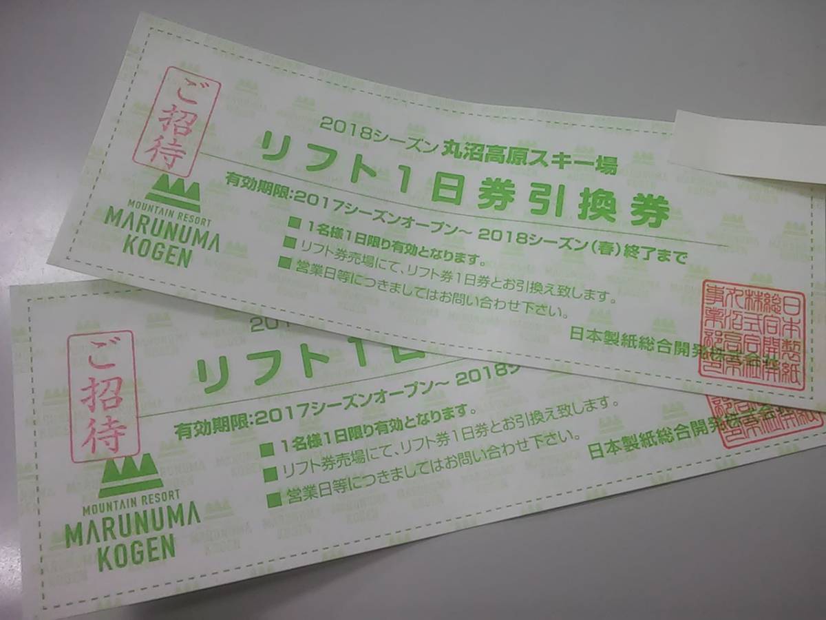 丸沼高原スキー場 大人2名 丸沼高原スキー 大人一日リフト引換券 公式