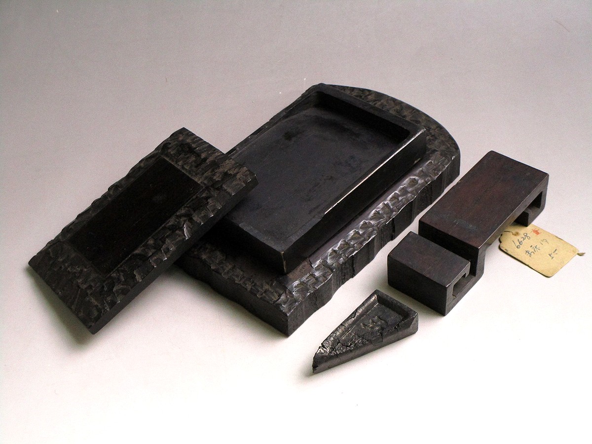 倉】中国古玩《硯・硯箱・墨床・古墨》まとめて/紫檀/文物商店