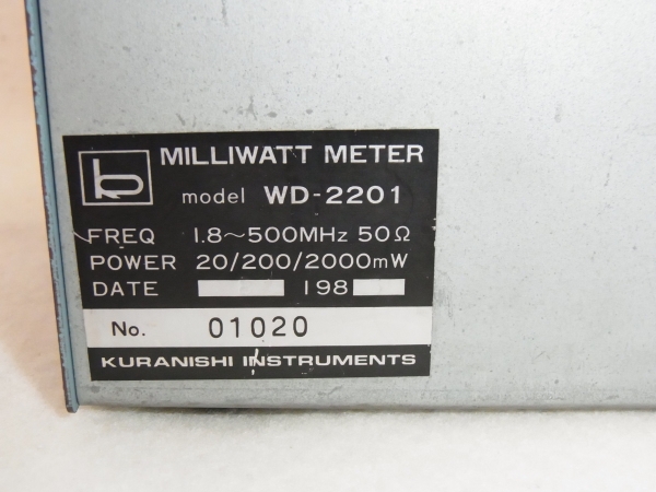 KURANISHI クラニシ WD-2201 ミリワットメーター MILLI WATT METER