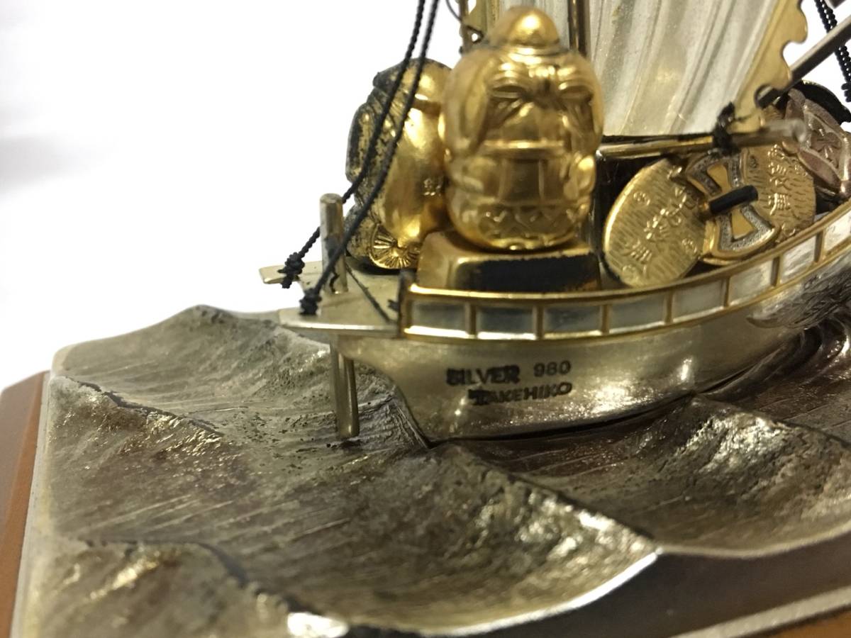 値下1000円 銀製ヨット7号の置物 銀製工芸品 TAKEHIKO（武比古