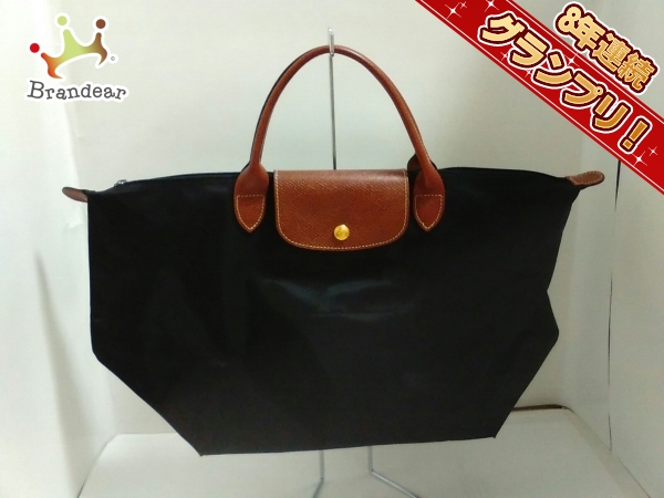 ロンシャン LONGCHAMP バッグ ハンドバッグ ナイロン×レザー 黒 