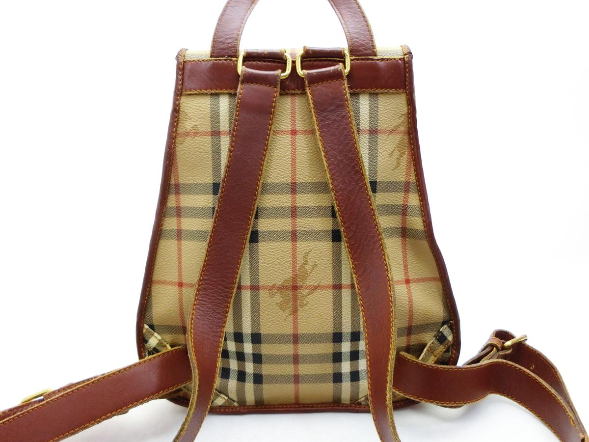 ◇S3619 BURBERRY バーバリー ノバチェック柄 PVC × レザー リュック