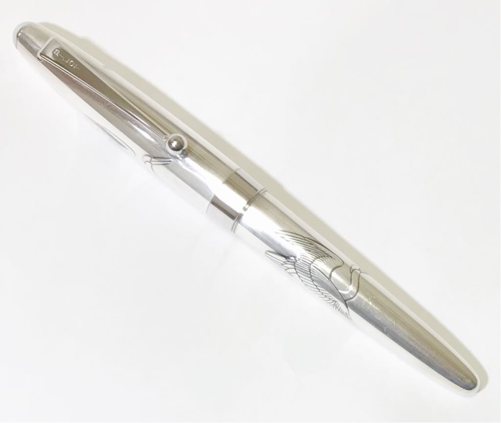 29.パイロット カスタム シルバーン 鶴 万年筆 14K-585 スターリングシルバー PILOT CUSTOM Silvern STERLING SILVER