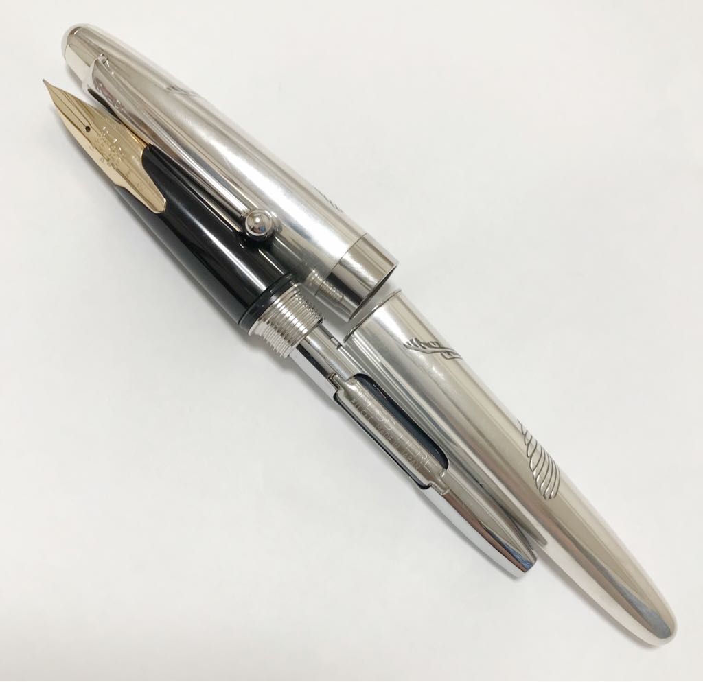 29.パイロット カスタム シルバーン 鶴 万年筆 14K-585 スターリングシルバー PILOT CUSTOM Silvern STERLING SILVER
