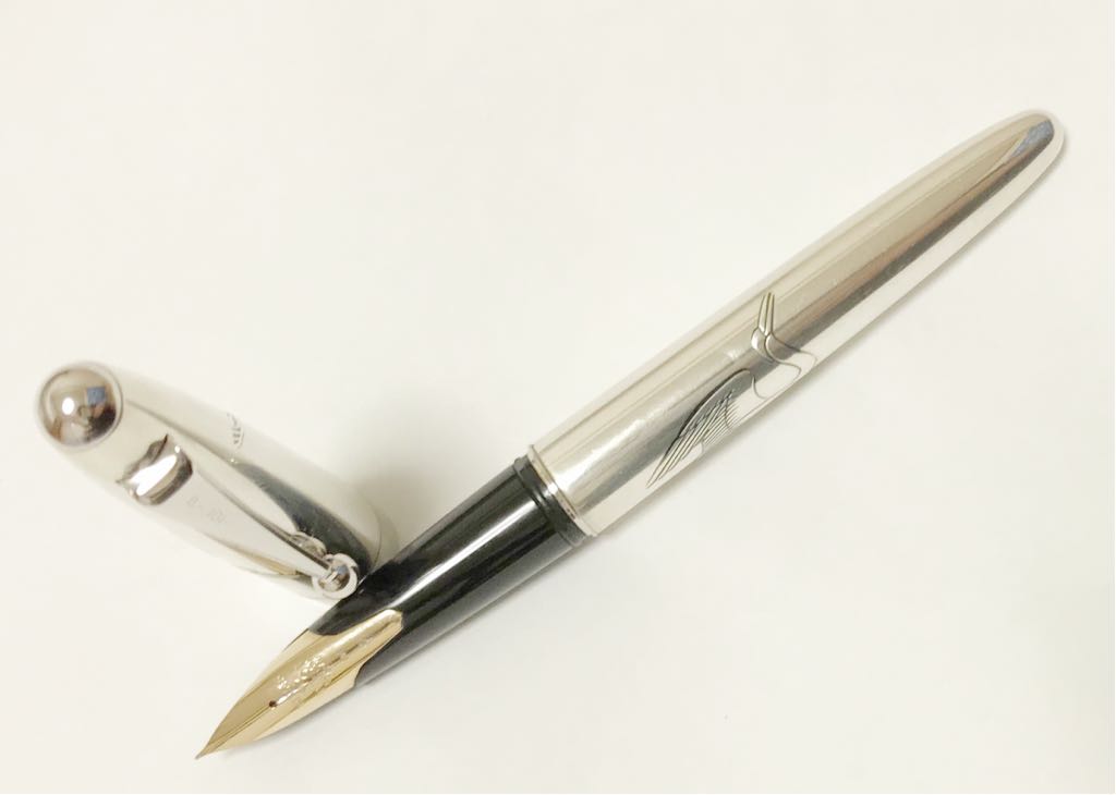 29.パイロット カスタム シルバーン 鶴 万年筆 14K-585 スターリングシルバー PILOT CUSTOM Silvern STERLING SILVER