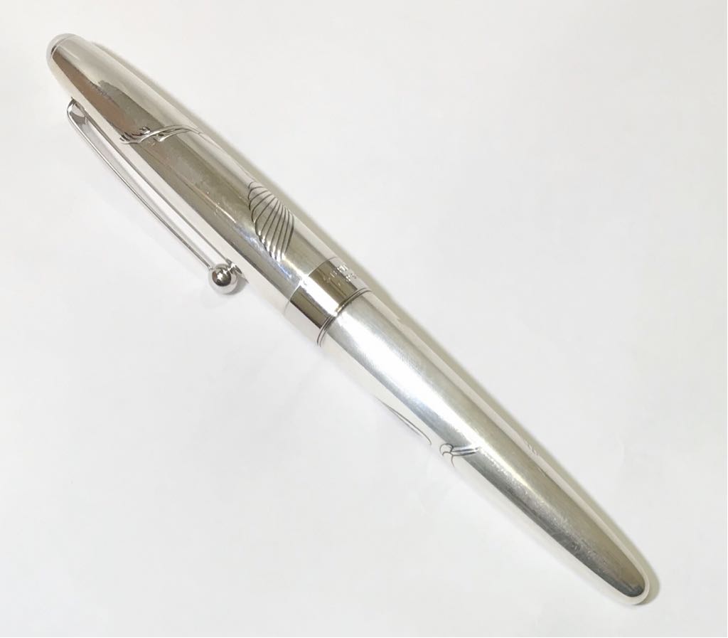 29.パイロット カスタム シルバーン 鶴 万年筆 14K-585 スターリングシルバー PILOT CUSTOM Silvern STERLING SILVER