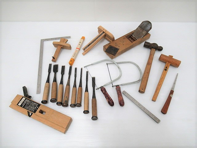 Dec2-2★中古品★カンナ・ノミ・木槌など◆大工道具 まとめてセット